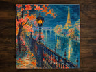 Paris Nights, Art on a Glossy Ceramic Decorative Tile, Free Shipping to USA
