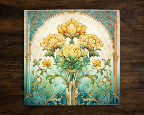 Art Nouveau | Art Deco | Ornate 1920s Style Design (#132), on a Glossy Ceramic Decorative Tile, Free Shipping to USA