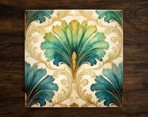 Art Nouveau | Art Deco | Ornate 1920s Style Design (#133), on a Glossy Ceramic Decorative Tile, Free Shipping to USA