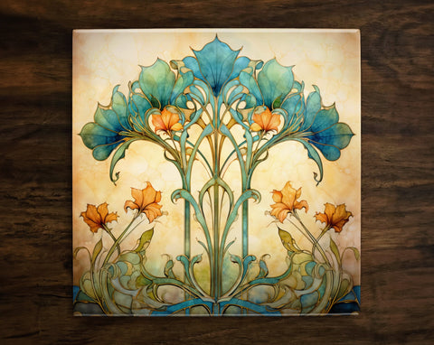 Art Nouveau | Art Deco | Ornate 1920s Style Design (#134), on a Glossy Ceramic Decorative Tile, Free Shipping to USA