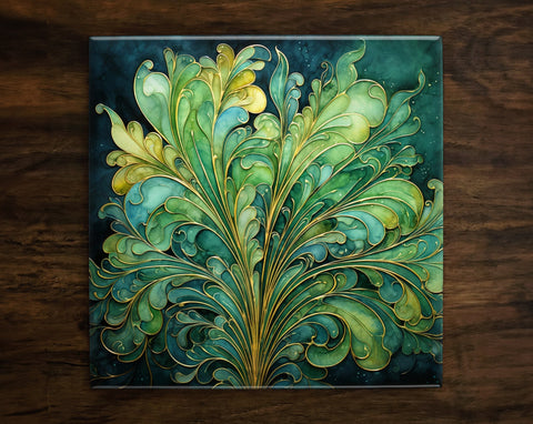 Art Nouveau | Art Deco | Ornate 1920s Style Design (#135), on a Glossy Ceramic Decorative Tile, Free Shipping to USA