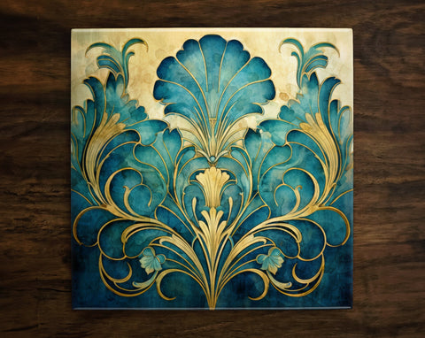 Art Nouveau | Art Deco | Ornate 1920s Style Design (#126), on a Glossy Ceramic Decorative Tile, Free Shipping to USA