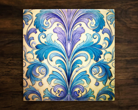 Art Nouveau | Art Deco | Ornate 1920s Style Design (#127), on a Glossy Ceramic Decorative Tile, Free Shipping to USA