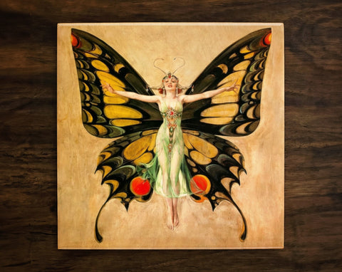 The Flapper, Art on a Glossy Ceramic Decorative Tile, Free Shipping to USA
