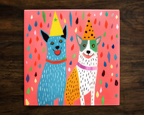 Best Friends Furrrever | Cute Dog Art, on a Glossy Ceramic Decorative Tile, Free Shipping to USA