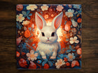 Bunny Bliss, Art on a Glossy Ceramic Decorative Tile, Free Shipping to USA