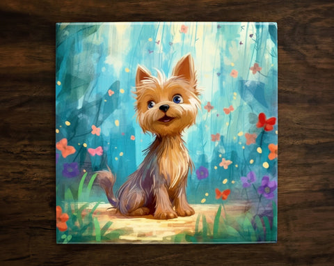 Yorkshire Terrier (Yorkie) | Cute Dog Art, on a Glossy Ceramic Decorative Tile, Free Shipping to USA